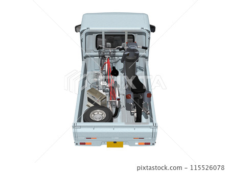 A blue-gray light truck (3DCG) that represents waste collection, etc. 115526078