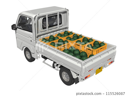 以西瓜收穫為靈感的白色輕型卡車（3DCG） 115526087