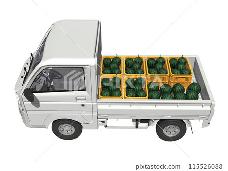 以西瓜收穫為靈感的白色輕型卡車（3DCG） 115526088