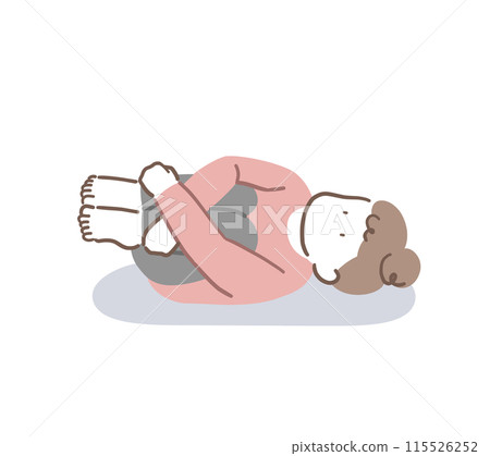 Illustration material of a woman lying down and thinking Illustration material of a woman lying down and thinking 115526252