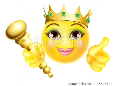 Queen Princess Emoticon Gold Crown Cartoon Face 115526588