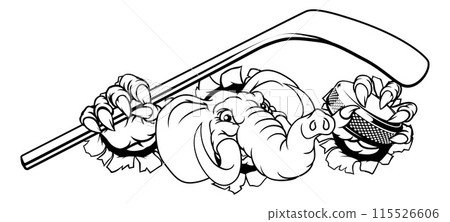 Elephant Ice Hockey Player Animal Sports Mascot Elephant Ice Hockey Player Animal Sports Mascot 115526606