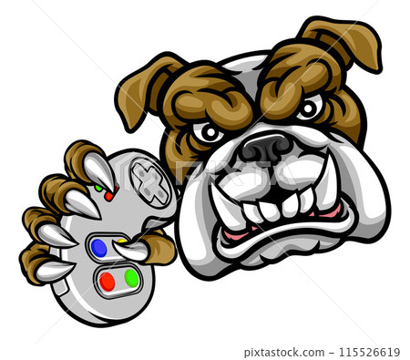 Bulldog Dog Video Gaming Gamer Sports Mascot Bulldog Dog Video Gaming Gamer Sports Mascot 115526619