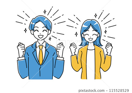 Illustration of a business person posing with a bright smile Illustration of a business person posing with a bright smile 115528529