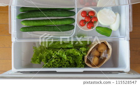 Image of the vegetable compartment in the refrigerator 115528547