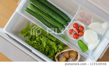 Image of the vegetable compartment in the refrigerator 115528548
