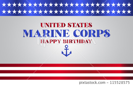 Beatiful United States Marine Corps Happy Birthday Stylish Text With Usa Flag Design 115528575