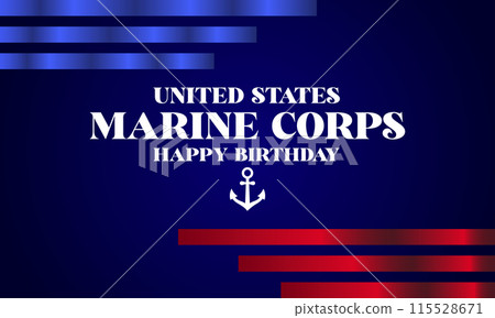Red and blue color design United States Marine Corps Happy Birthday Stylish Text Design Red and blue color design United States Marine Corps Happy Birthday Stylish Text Design 115528671