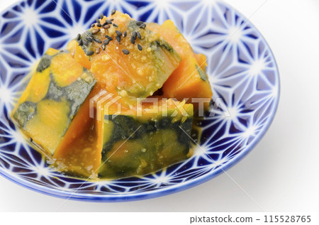 Steamed pumpkin with sweet miso sauce 115528765