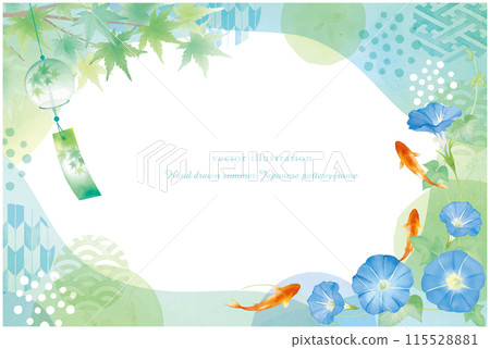 夏季日式背景水彩風格 115528881