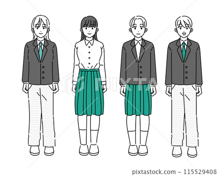 Diverse students in uniform 115529408