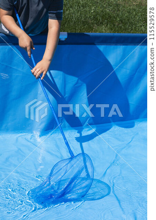 go into prepping a swimming pool for the warm, leisure-filled days of summer, emphasizing readiness and care 115529578