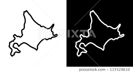 簡單的北海道地圖線描圖標 115529610