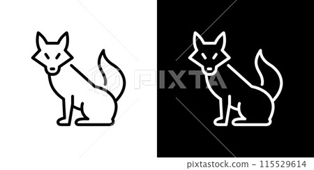 Simple line drawing icon of a red fox 115529614