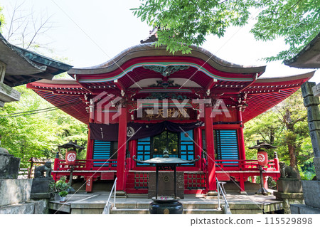 Inokashira Park, Inokashira Benzaiten Daishoji Temple, directly in front, clear summer sky, Musashino City, Tokyo Inokashira Park, Inokashira Benzaiten Daishoji Temple, directly in front, clear summer sky, Musashino City, Tokyo 115529898