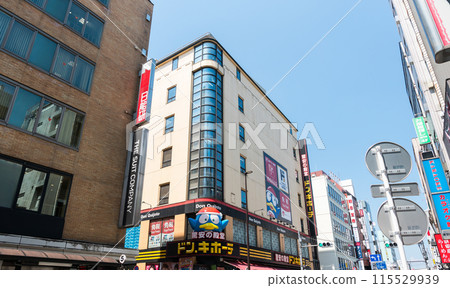 Kichijoji, a building with Don Quijote, clear summer sky, Musashino City, Tokyo 115529939