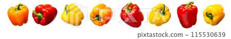 Group of sweet red and yellow pepper isolated on white background 115530639