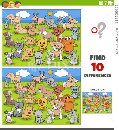 differences activity with cartoon dogs and cats and mice differences activity with cartoon dogs and cats and mice 115530691