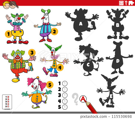 finding shadows activity with cartoon clowns characters finding shadows activity with cartoon clowns characters 115530698