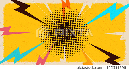 Halftone Pop Art Style Starburst Pattern Cartoon Background Vintage tone light effect. Vector illustration wow gradient design banner 115531296