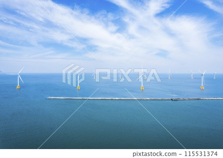 Offshore wind power generation (aerial view) 115531374