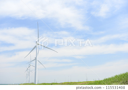 Wind power and blue sky 115531408