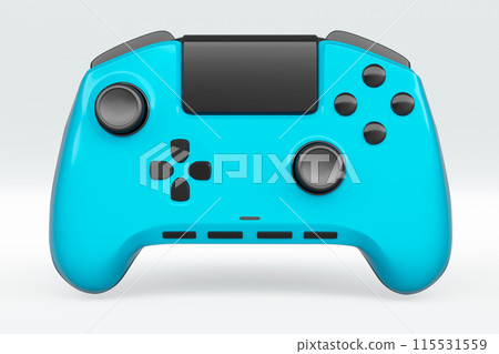 Realistic blue azure video game joystick or gamepad on white background Realistic blue azure video game joystick or gamepad on white background 115531559