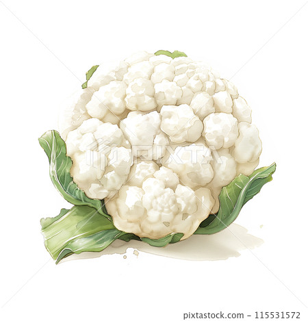 白色背景花椰菜的水彩插圖 白色背景花椰菜的水彩插圖 115531572