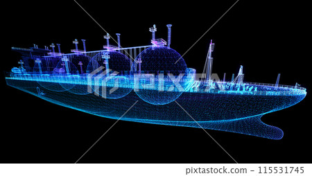 Oil tanker or gas carrier. Big ship designed to transport LPG Liquefied petroleum gas , LNG Liquefied natural gas or liquefied chemical gases in bulk 115531745
