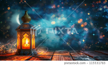 Ornate Lantern Illuminates Starry Night Sky at Sunset Ornate Lantern Illuminates Starry Night Sky at Sunset 115531783