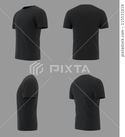 Blank black shirt mockup template, front and back view, isolated on white plain t-shirt mockup. Sweater t-shirt design presentation for printing Blank black shirt mockup template, front and back view, isolated on white plain t-shirt mockup. Sweater t-shirt design presentation for printing 115531819
