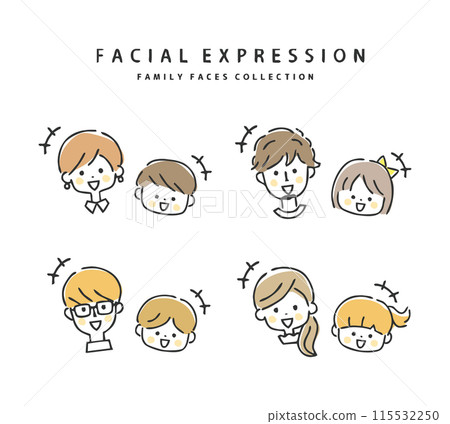 Various parent and child smiles 115532250