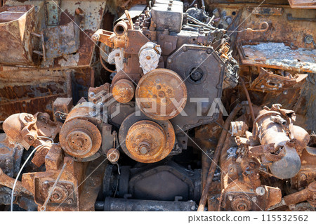 Exhibition of destroyed burnt Russian military equipment on Khreschatyk. 115532562