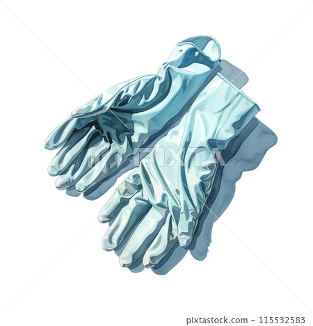 白色背景橡膠手套的水彩插圖 115532583