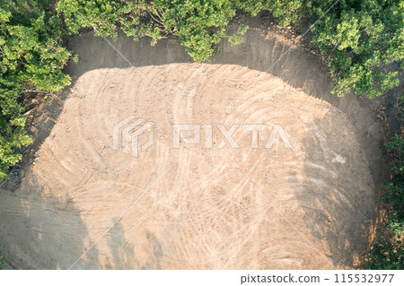 Land and soil backfill in aerial view in in Nan province of Thailand. 115532977