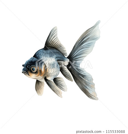 Watercolor illustration of a goldfish on a white background 115533088