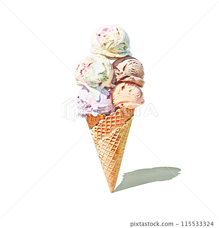 Watercolor illustration of ice cream on white background 115533324