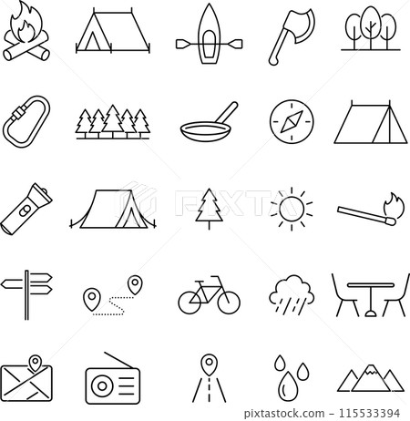 Monochrome line leisure icon set 115533394