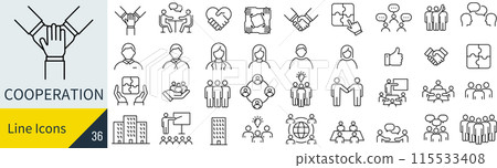 Cooperation icon set Cooperation icon set 115533408