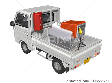 用於運送煤油的白色輕型卡車（3DCG 圖像） 115533745