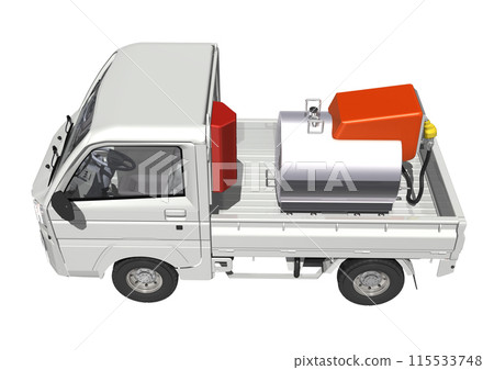 用於運送煤油的白色輕型卡車(3DCG 圖像) 用於運送煤油的白色輕型卡車(3DCG 圖像) 115533748