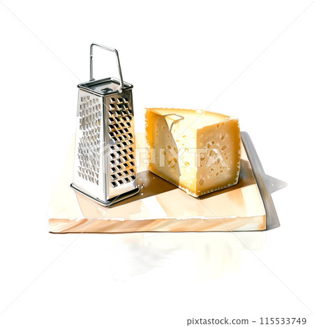 白色背景帕瑪森起司的水彩插圖 白色背景帕瑪森起司的水彩插圖 115533749