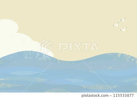 Sea and seagulls postcard template Sea and seagulls postcard template 115533877