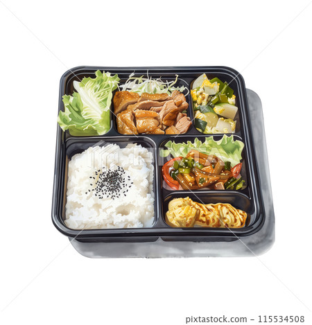 Watercolor illustration of catered lunch on white background 115534508