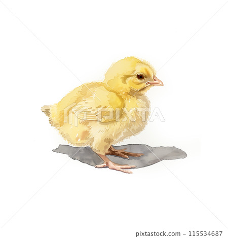 白色背景上小雞的水彩插圖 115534687