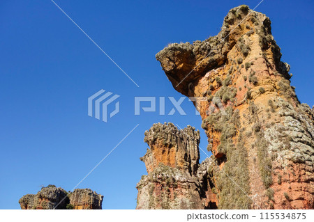 sandstone geological monuments, or Arenitos, in Vila Velha State Park. Ponta Grossa, Parana, Brazil 115534875