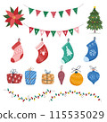 Flat design christmas element collection 115535029