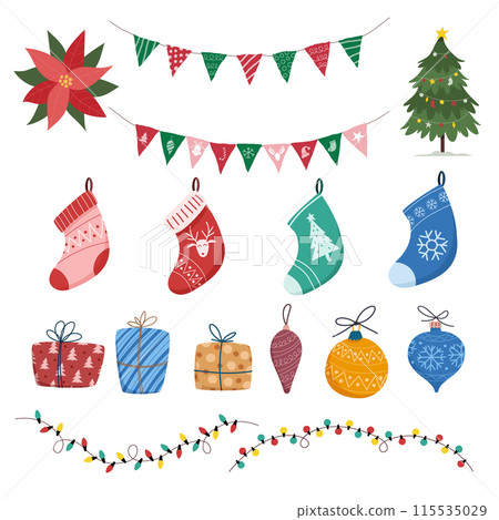 Flat design christmas element collection 115535029