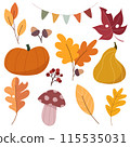 Set of autumn floral design elements 115535031