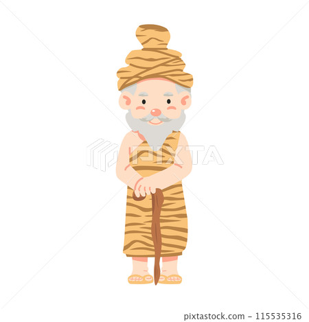 An old hermit holding a staff An old hermit holding a staff 115535316